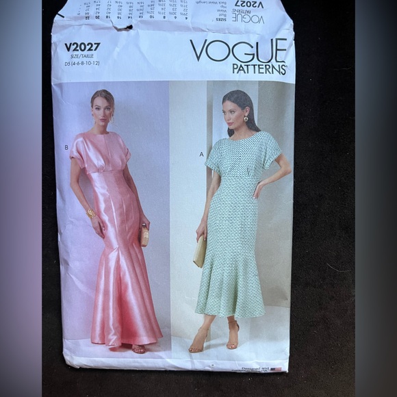 Vogue Other - Vogue Dress Pattern 2027. Sz 4-12. Mermaid skirt, fitted top. Two lengths